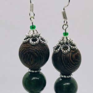 Boucle d’oreille Agate mousse et Jade d’afrique