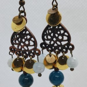 Boucle d’oreille Aigue marine et Apatite