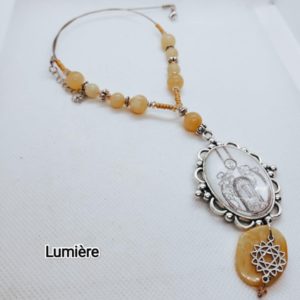 Collier Lumière avec calcite jaune et ambre